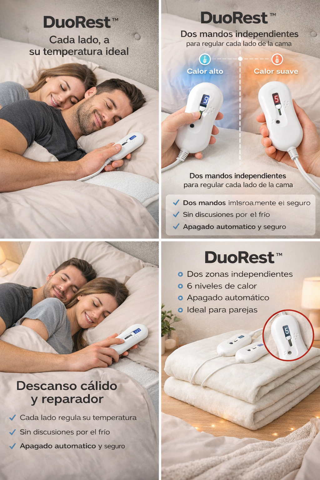 DuoRest™ – Calientacamas Doble con 2 Zonas de Calor Independientes